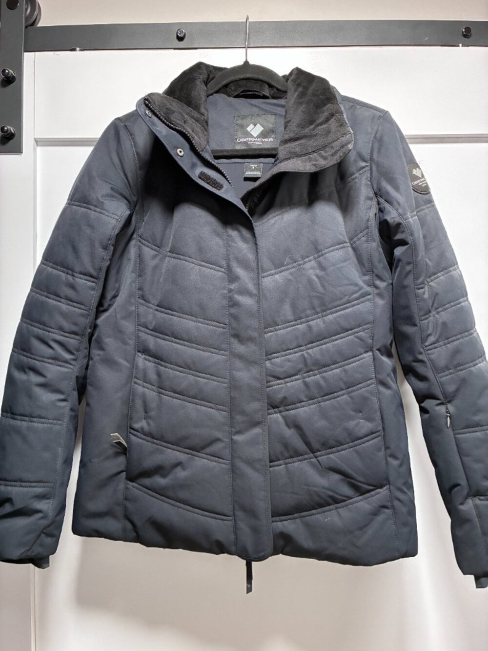 Obermeyer Women's Insulated Ski Jacket Faux Fur Hood Navy Size 8